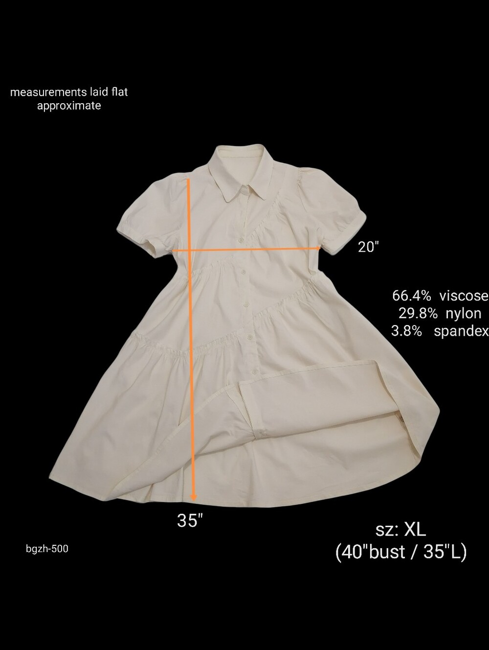 🌻🌻Lightweight Blanchedalmond Button-Down Tiered Shirt Dress - Picture 2 of 6